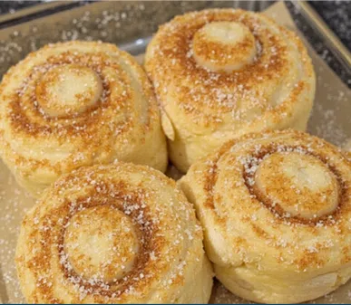 Banana Bread Cinnamon Rolls with Cream