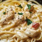 Creamy Crockpot Chicken Spaghetti
