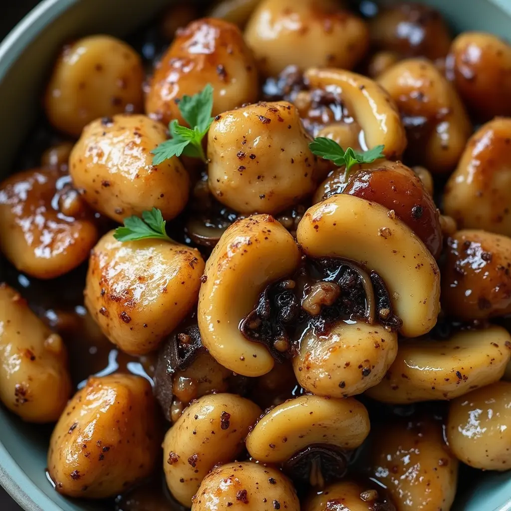 Black pepper chicken with mushrooms