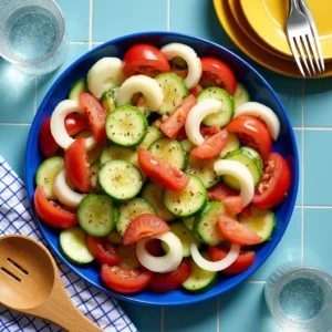 Refreshing Marinated Cucumber, Tomato & Onion Salad