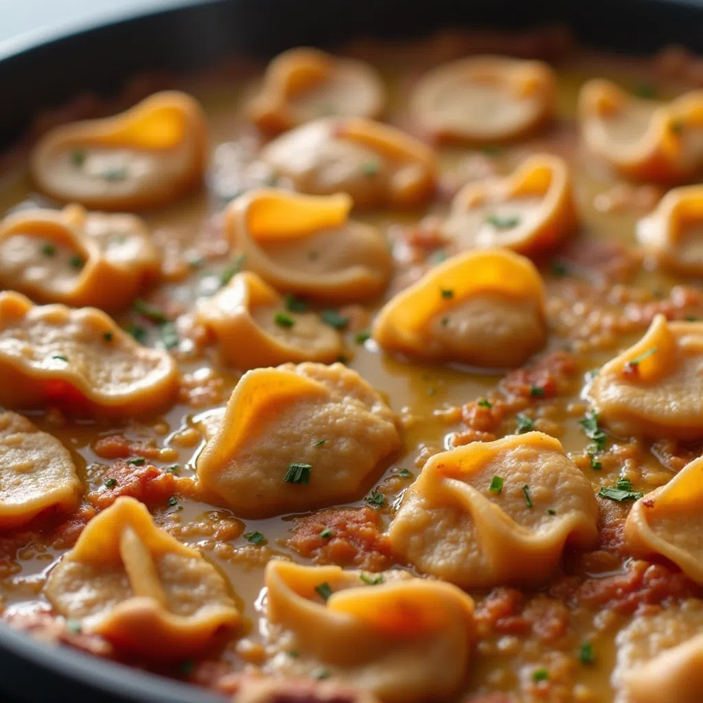 Rich and comforting creamy beef shells casserole