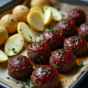 Easy Sheet Pan Mini Meatloaf and Roasted Potatoes for Busy Weeknights