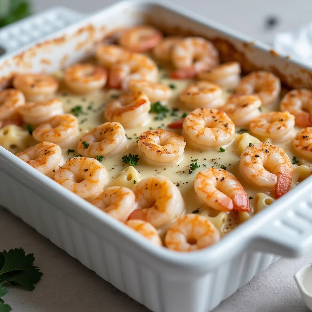 Shrimp scampi pasta bake