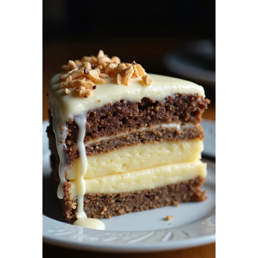 White german chocolate cake with a cheesecake center