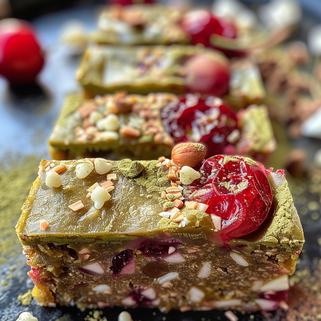 Spiced cherry rhubarb coffee bars with cardamom and anise