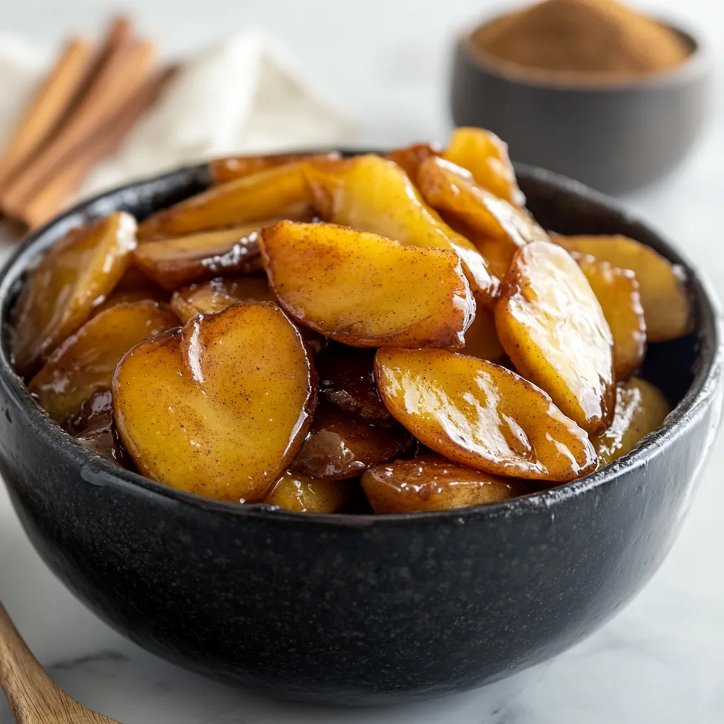Cozy Cracker Barrel fried apples simmering in a slow cooker