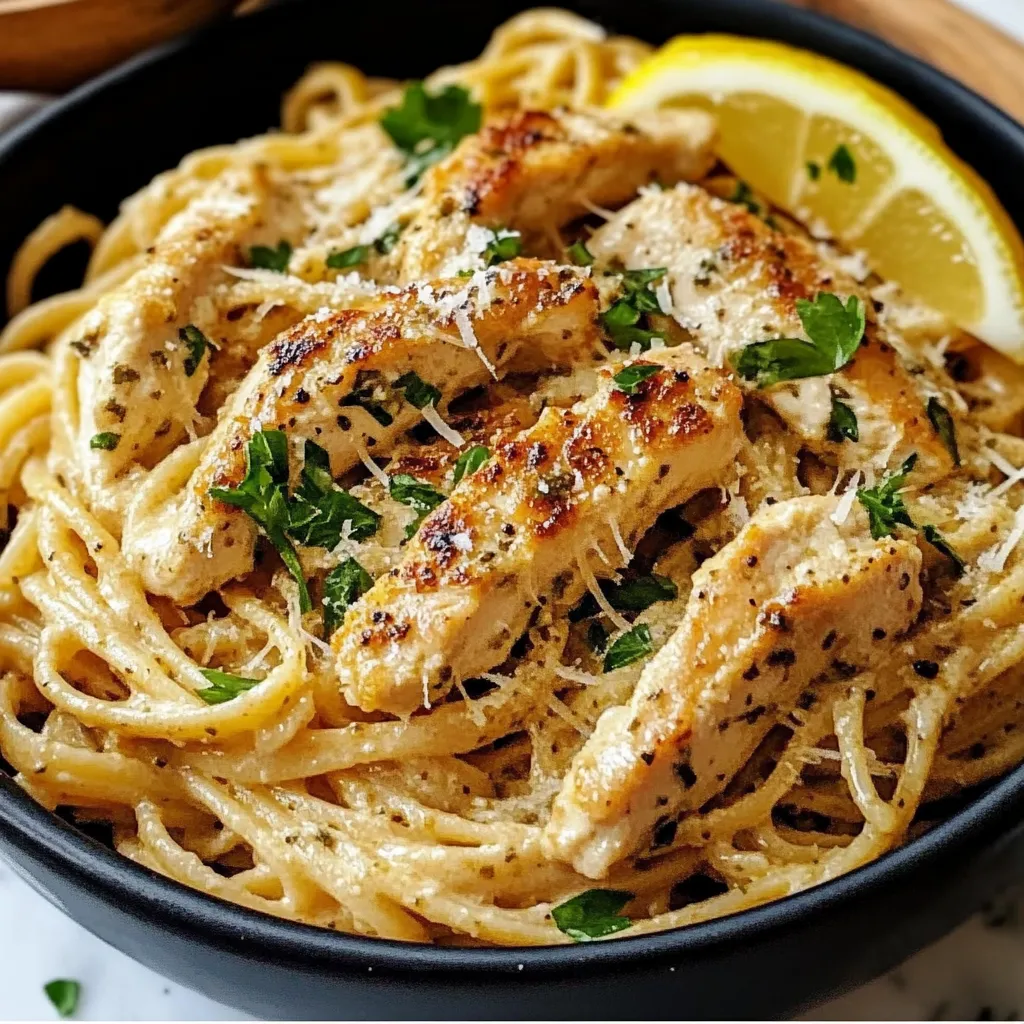 Creamy chicken linguine pasta with rich cowboy butter sauce