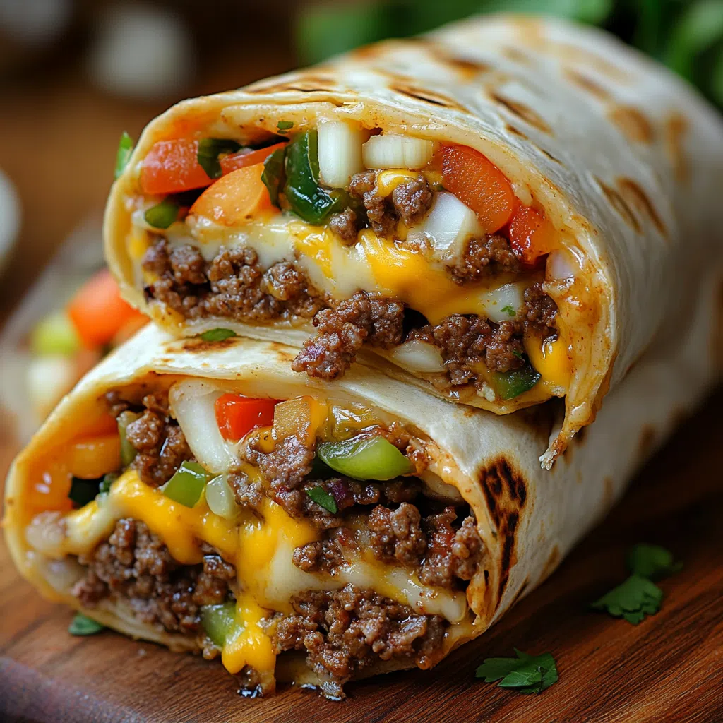 Crispy air fryer cheeseburger wraps on a plate.