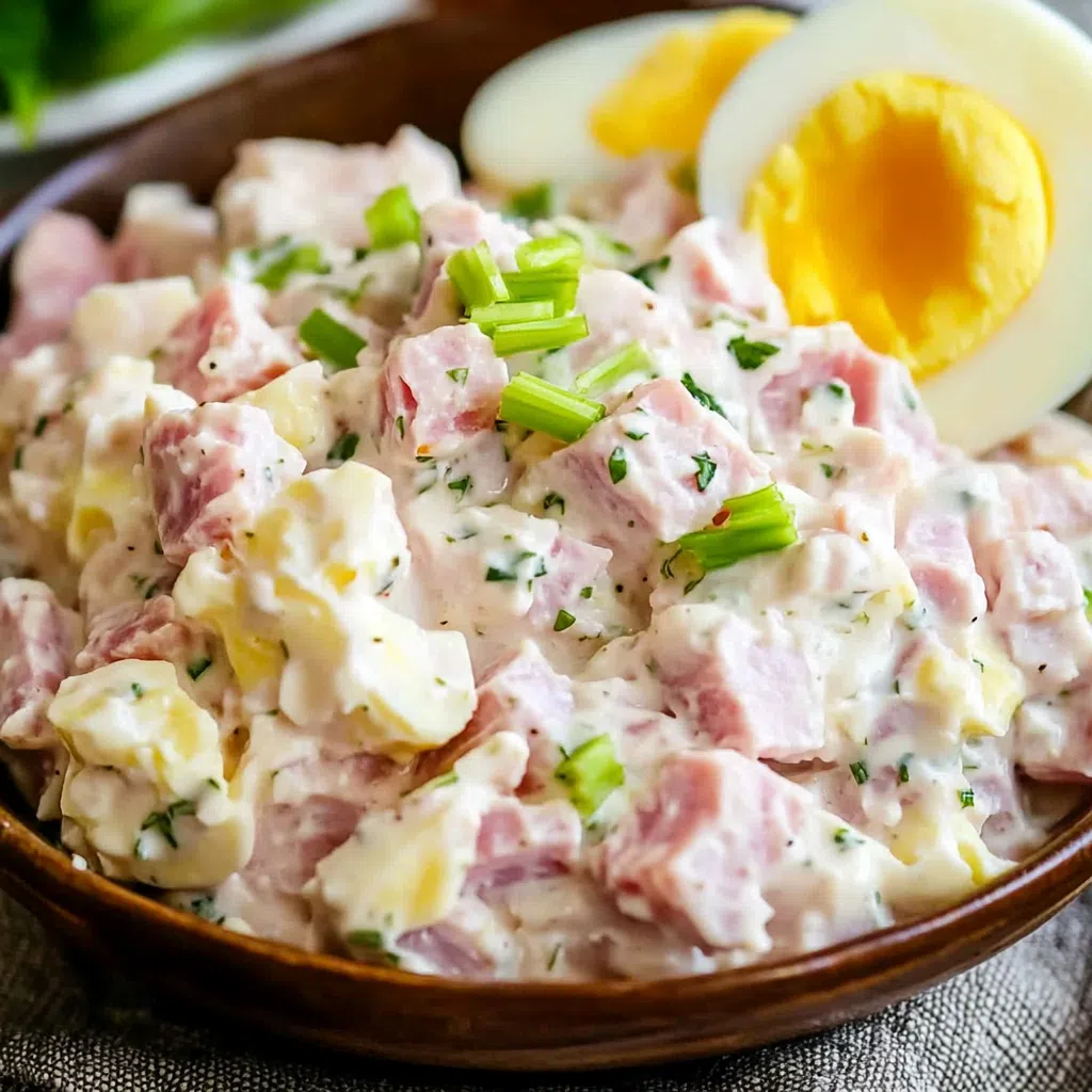 Classic ham salad sandwich on toasted bread with crisp lettuce.