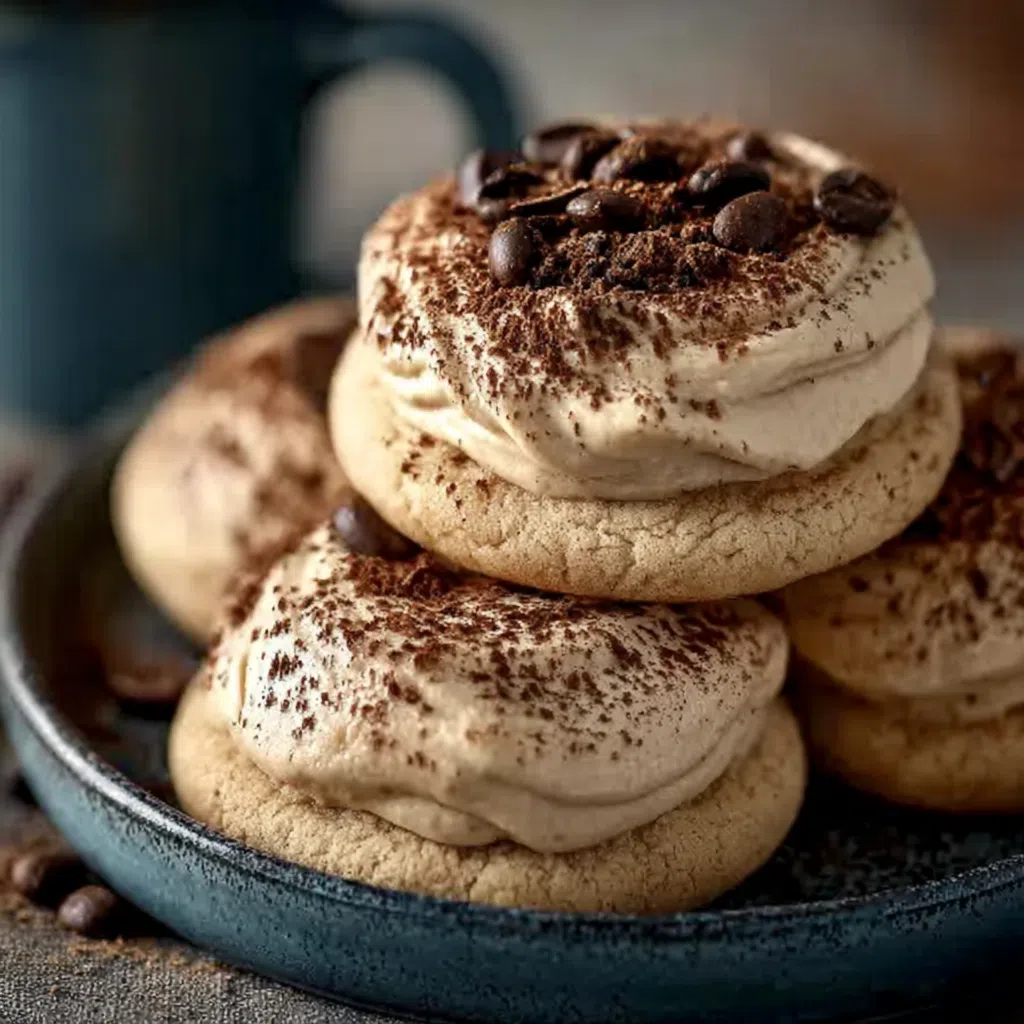 Decadent no-bake coffee cheesecake slice with coffee-flavored cookies.