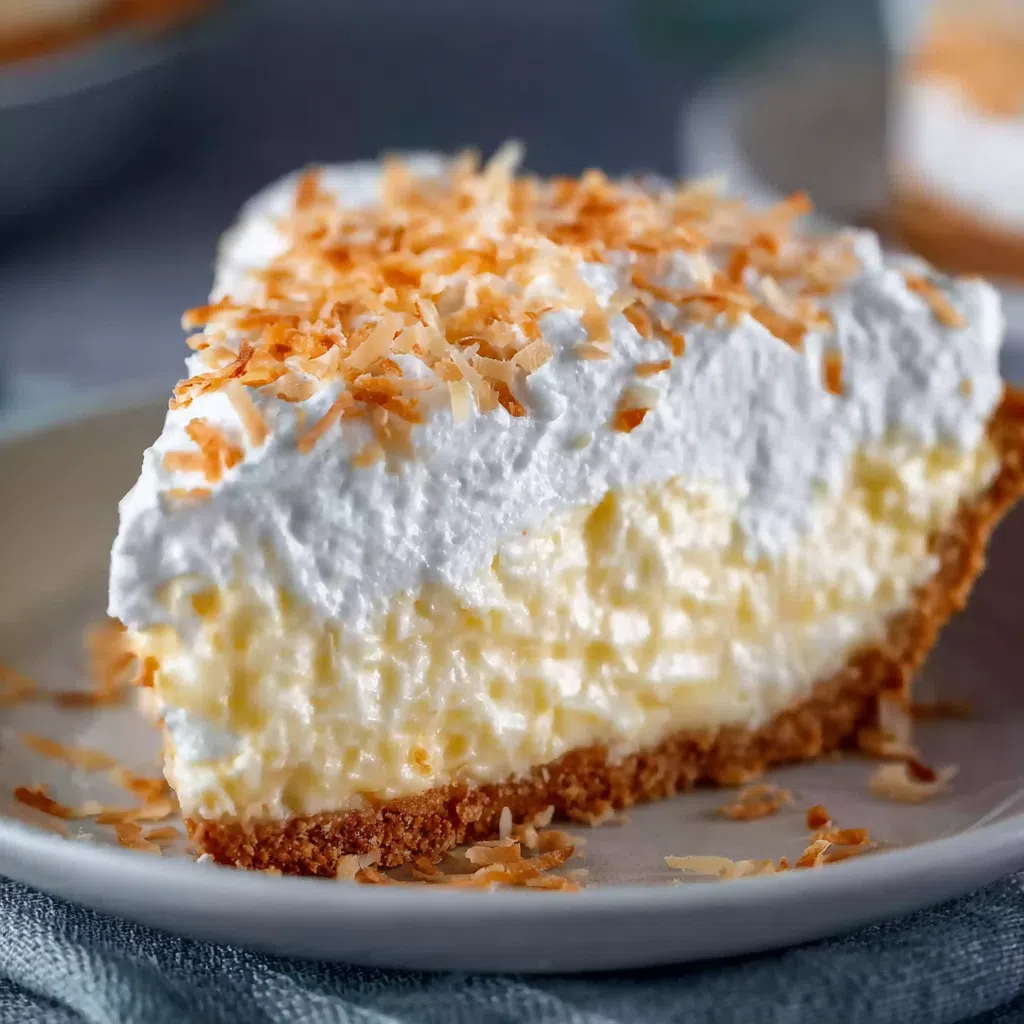 No-bake coconut cream pie with toasted coconut flakes and fresh lime zest