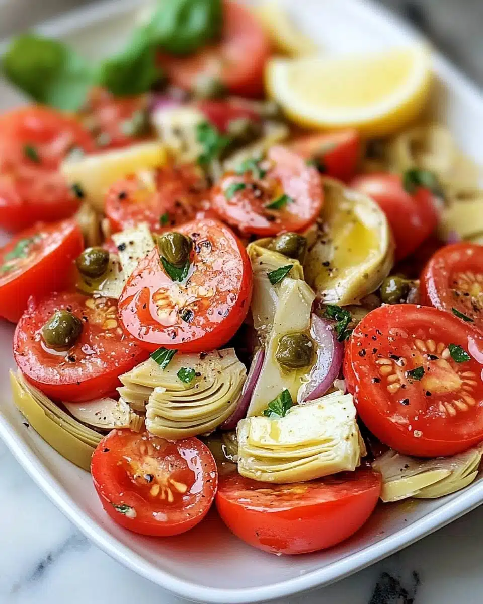 Bright tomato and artichoke salad with capers