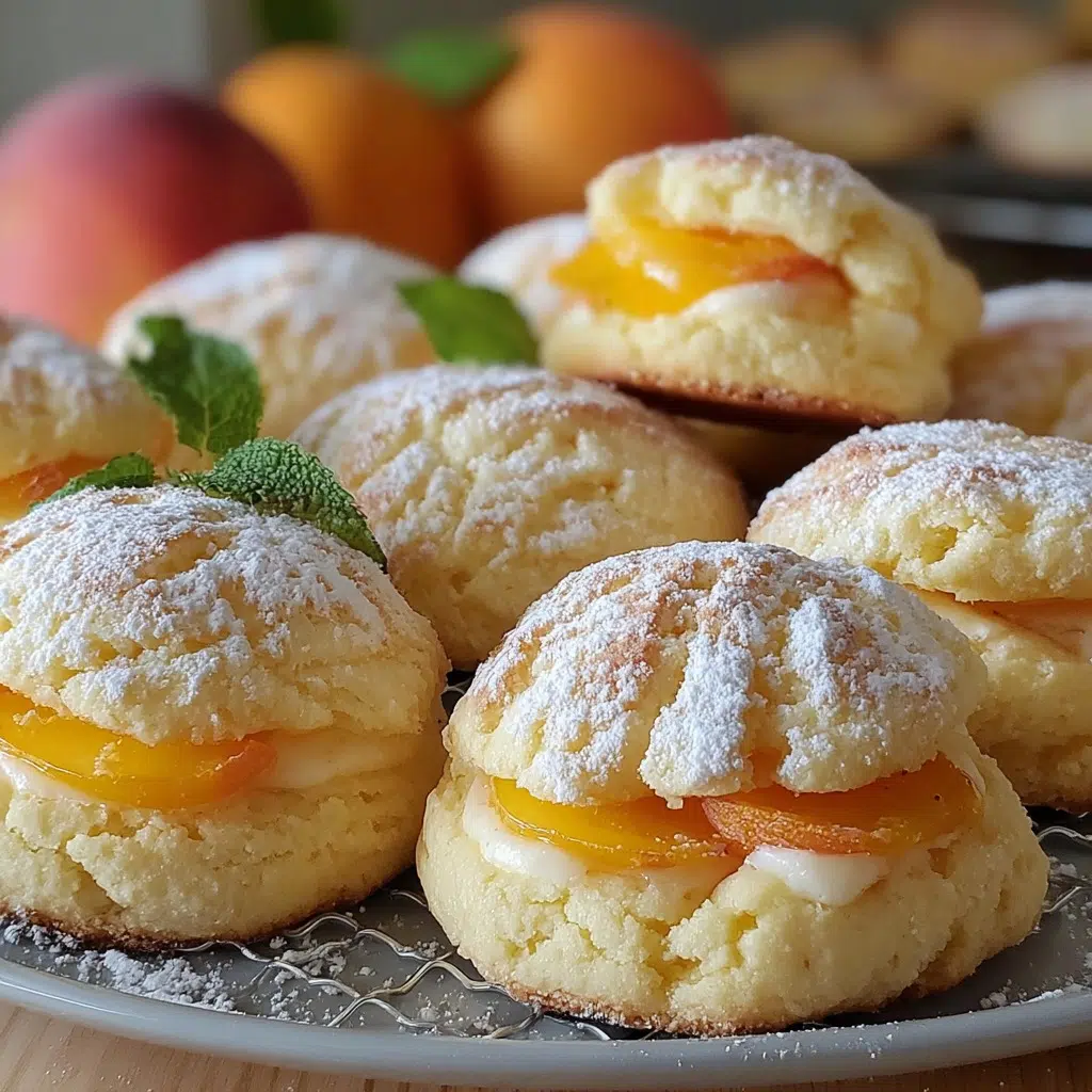 Peachy ricotta cookies with orange zest and fresh peach slices.