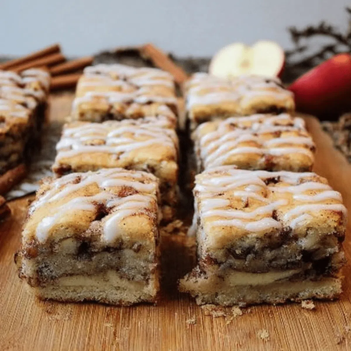 Apple cinnamon sheet cake slice, a delicious fall dessert.