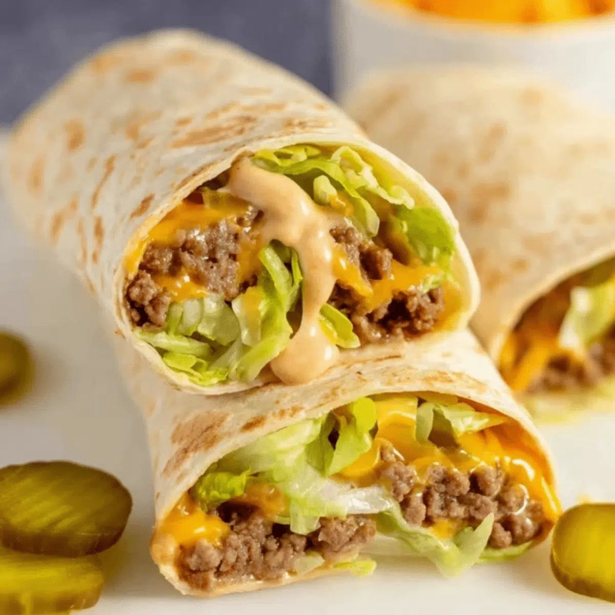 Bun-free Big Mac wrap in a lettuce cup with special sauce.