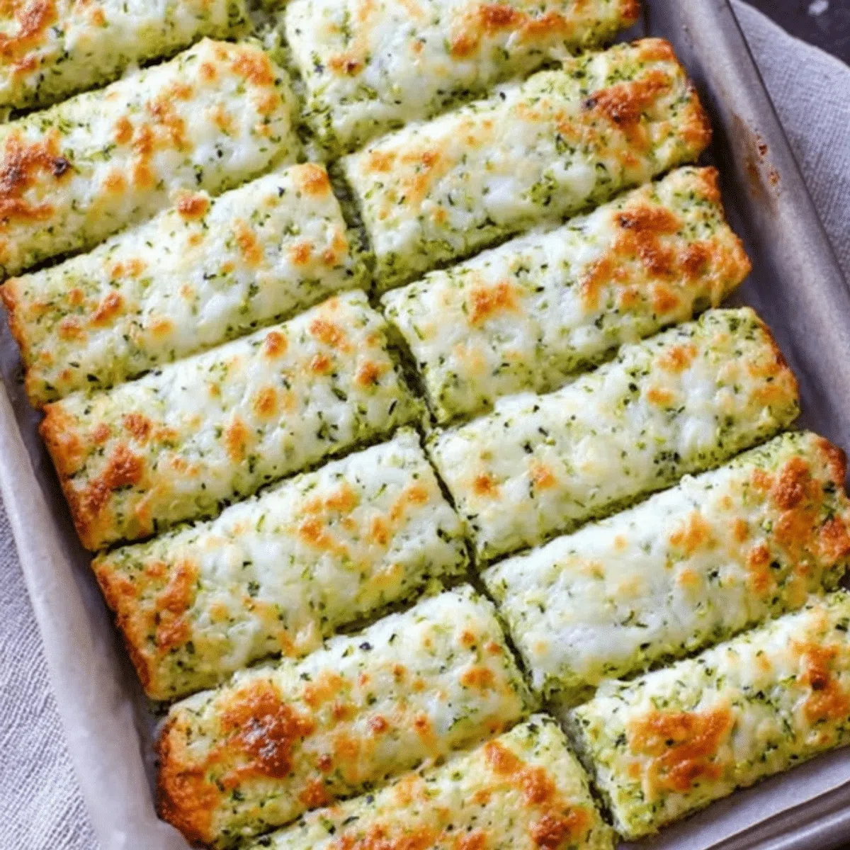 Golden-brown cheesy zucchini breadsticks, a delicious low-carb snack.