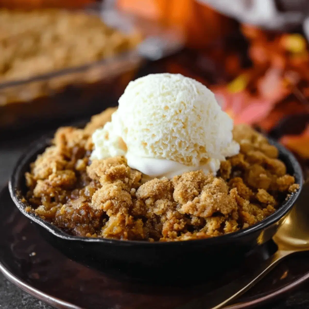 Easy pumpkin crisp with a golden crumb topping.