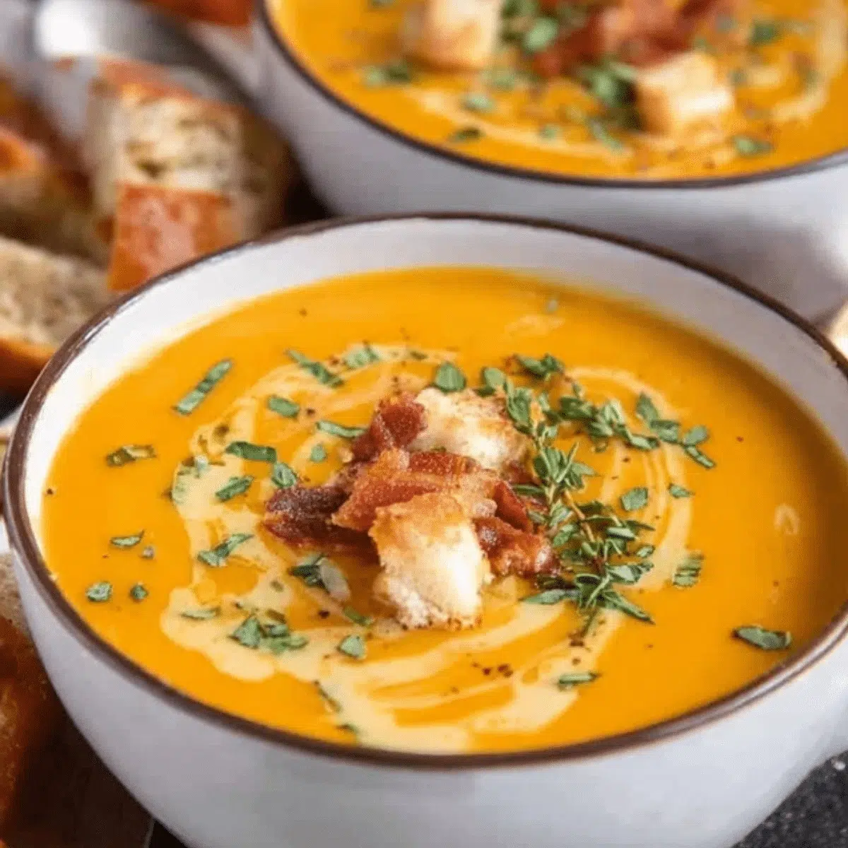 Warm bowl of 5-ingredient pumpkin soup, easy and comforting.