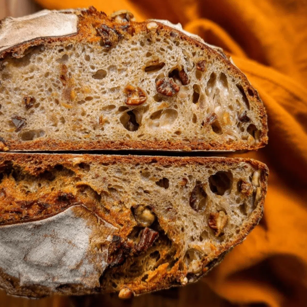 Fall sourdough pumpkin apple bread loaf