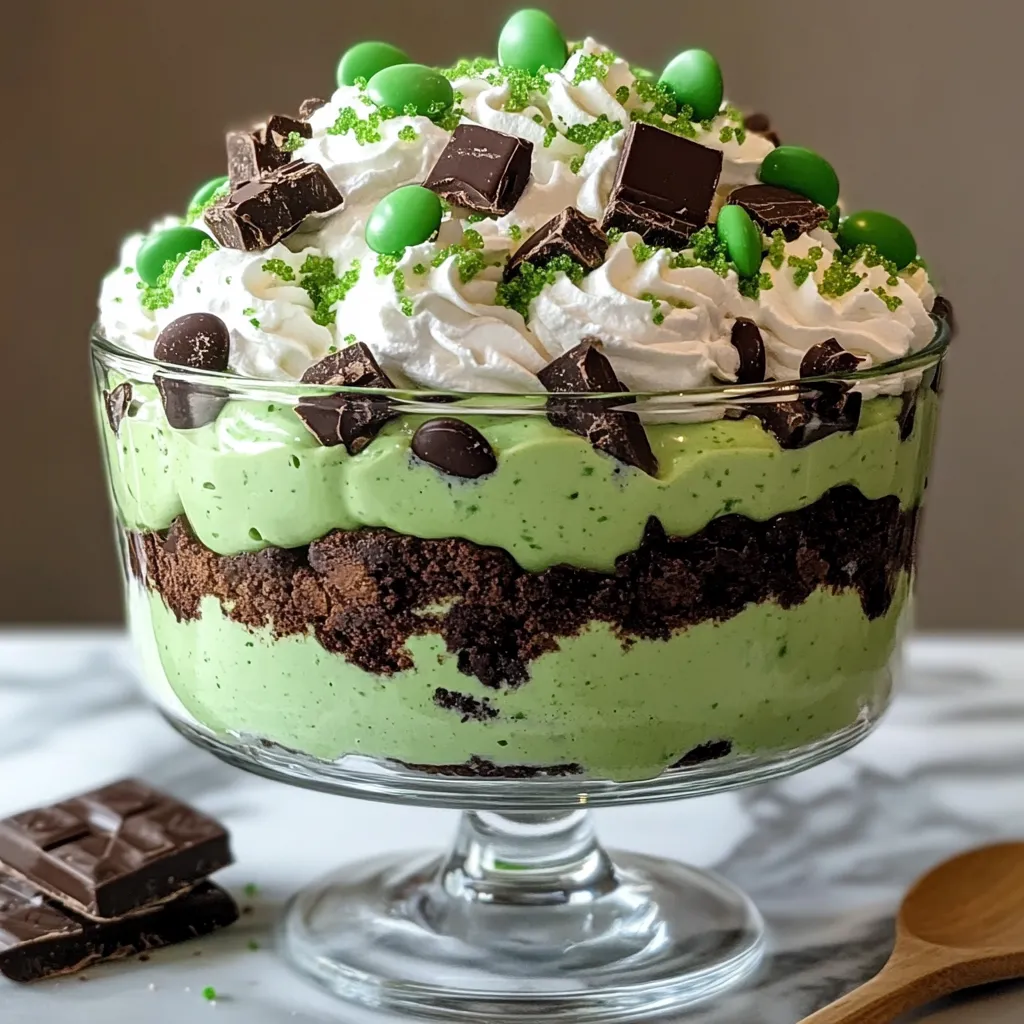 Festive St. Patrick's Day layered brownie trifle