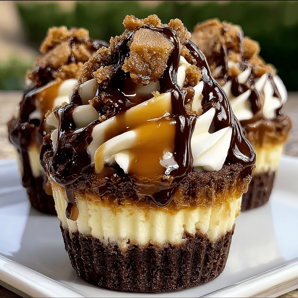 No-bake loaded brownie cheesecake cups with chocolate, cream, and decadent toppings.