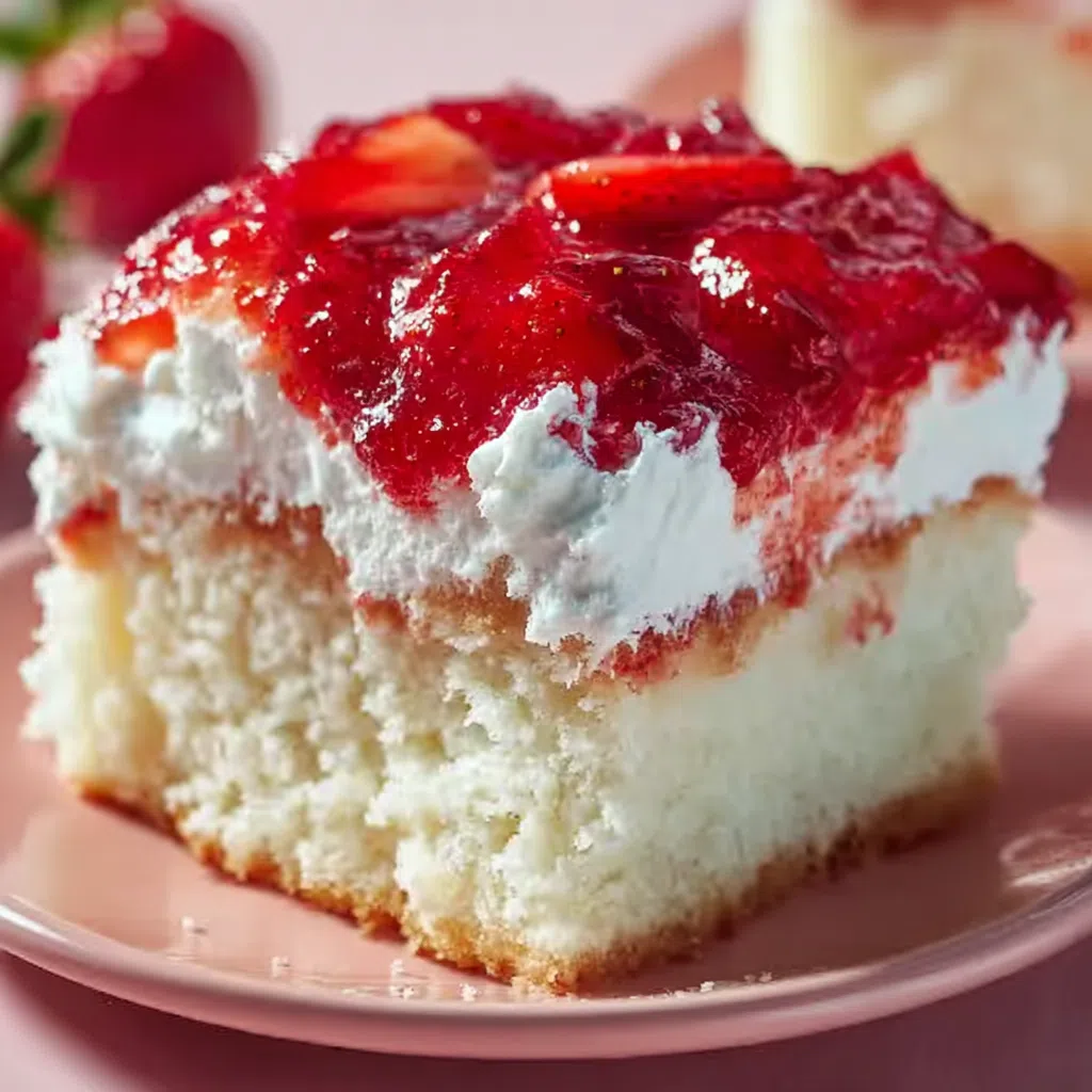 Fluffy homemade strawberry shortcake with fresh strawberries and whipped cream.