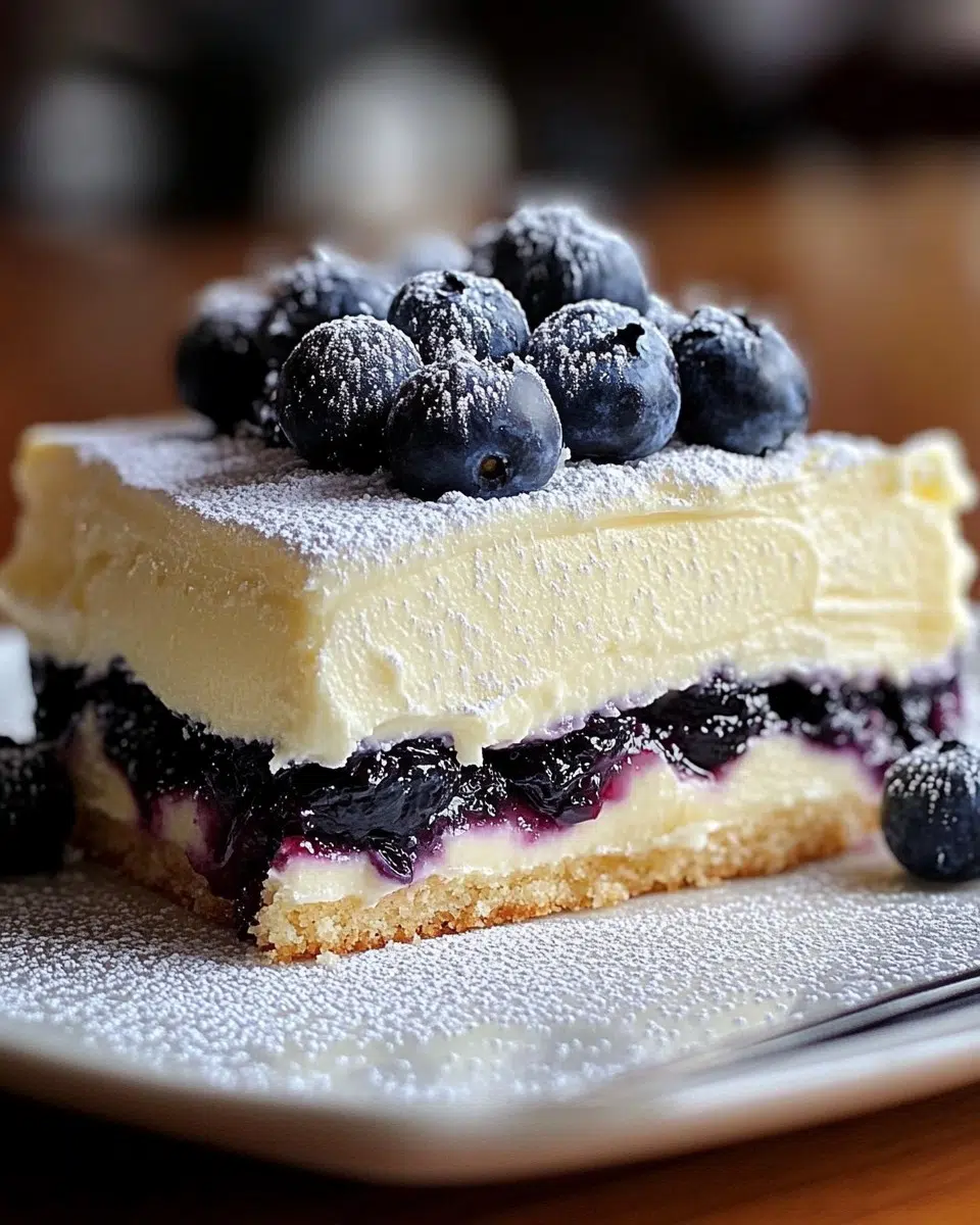 No-bake lemon blueberry shortbread mousse cake slice