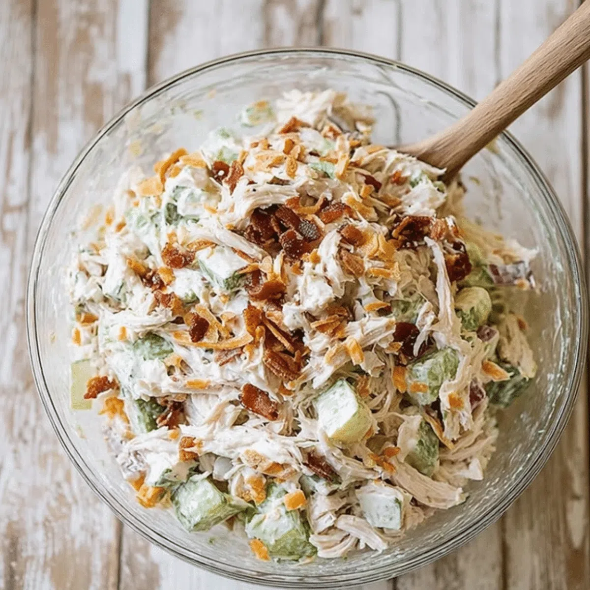 Million Dollar chicken salad in a bowl, perfect for a 20-minute no-cook meal.