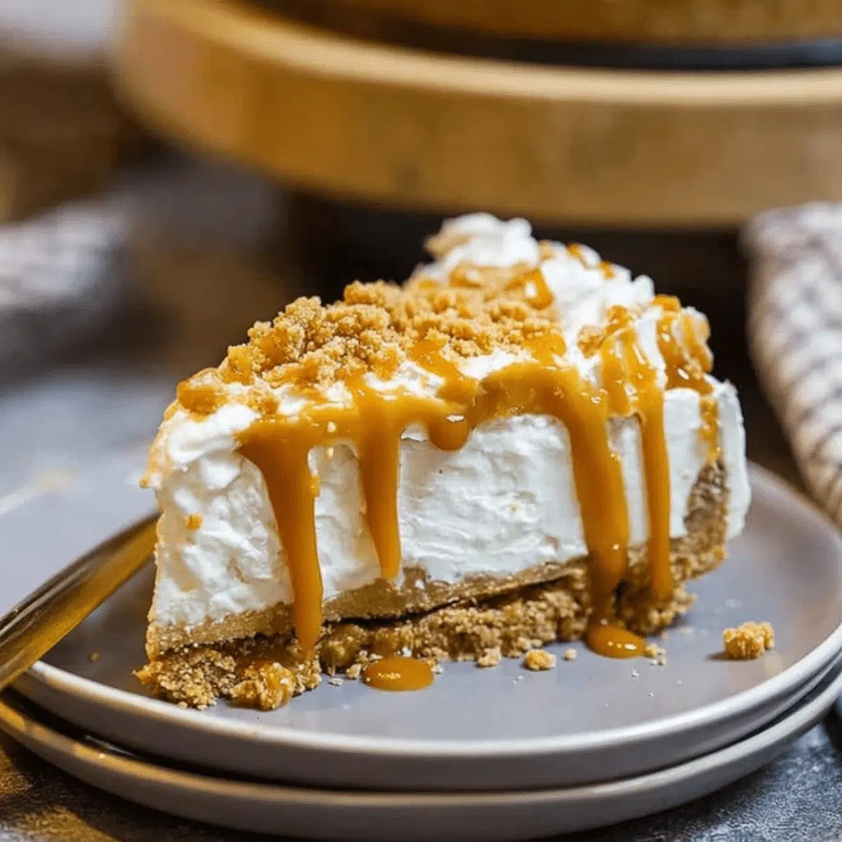 Indulgent salted caramel no-bake cheesecake slice