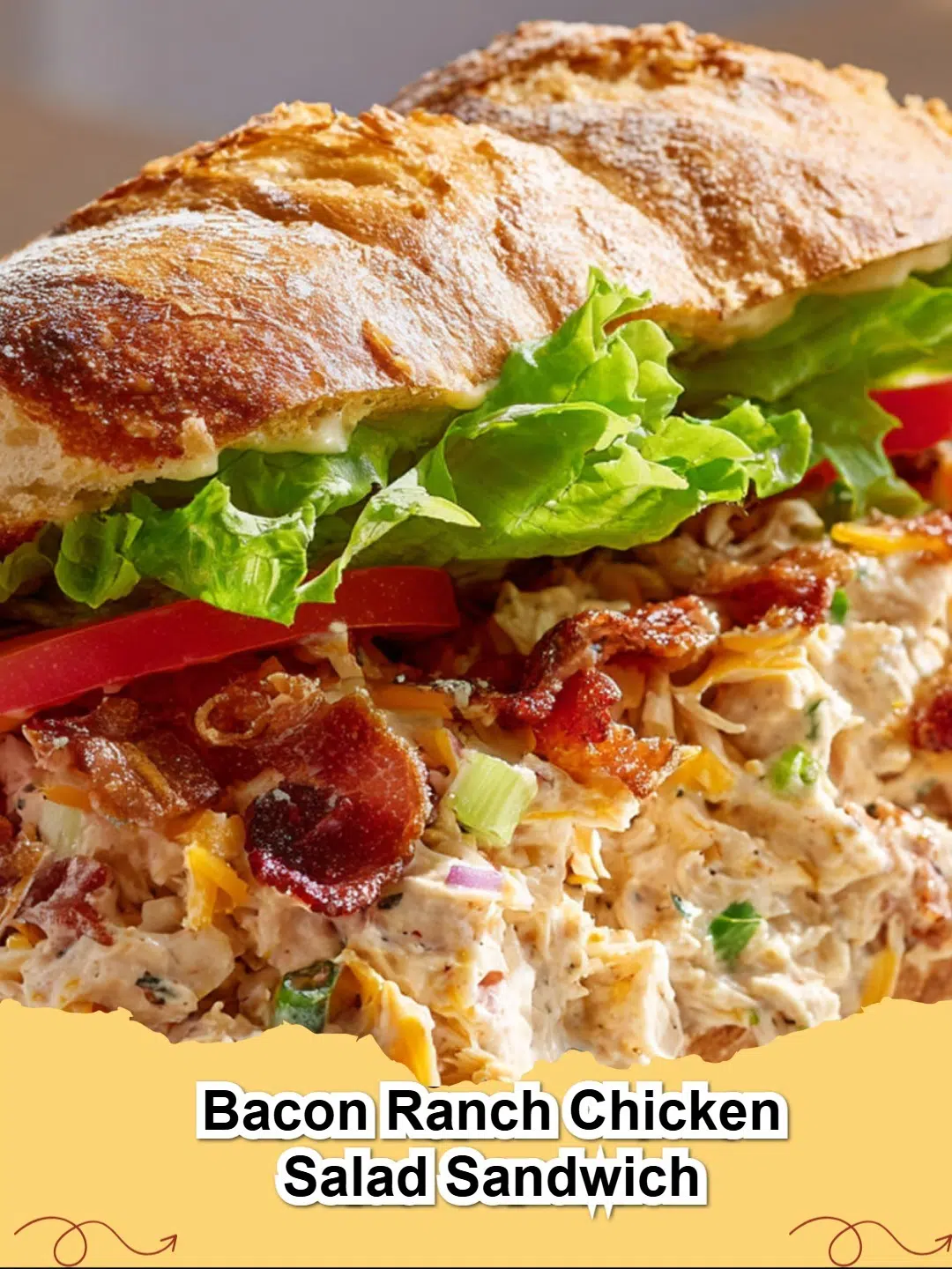 Delicious Bacon Ranch Chicken Salad Sandwich on whole wheat bread with fresh lettuce and tomato, ready for lunch