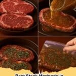 Delicious steak marinated in the best steak marinade recipe, ready for grilling.