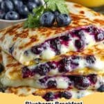 Delicious blueberry breakfast quesadillas golden brown and ready to serve