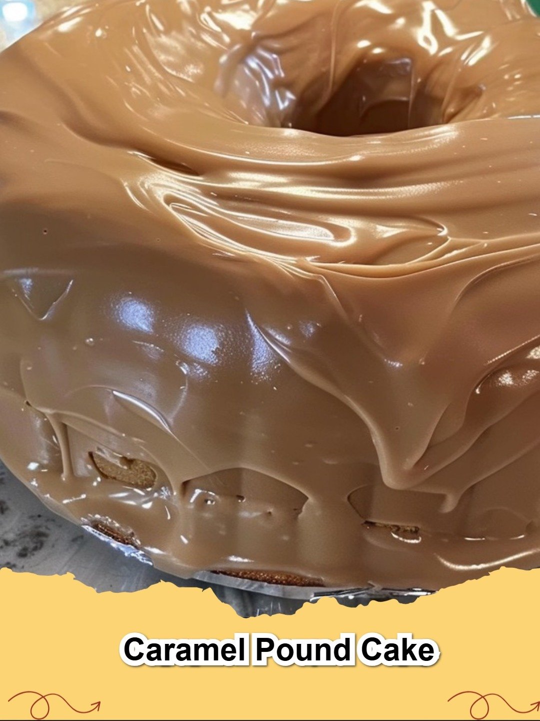 Delicious Caramel Pound Cake with luscious caramel glaze dripping down the sides