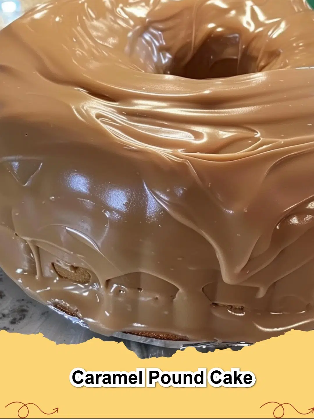 Delicious Caramel Pound Cake with luscious caramel glaze dripping down the sides