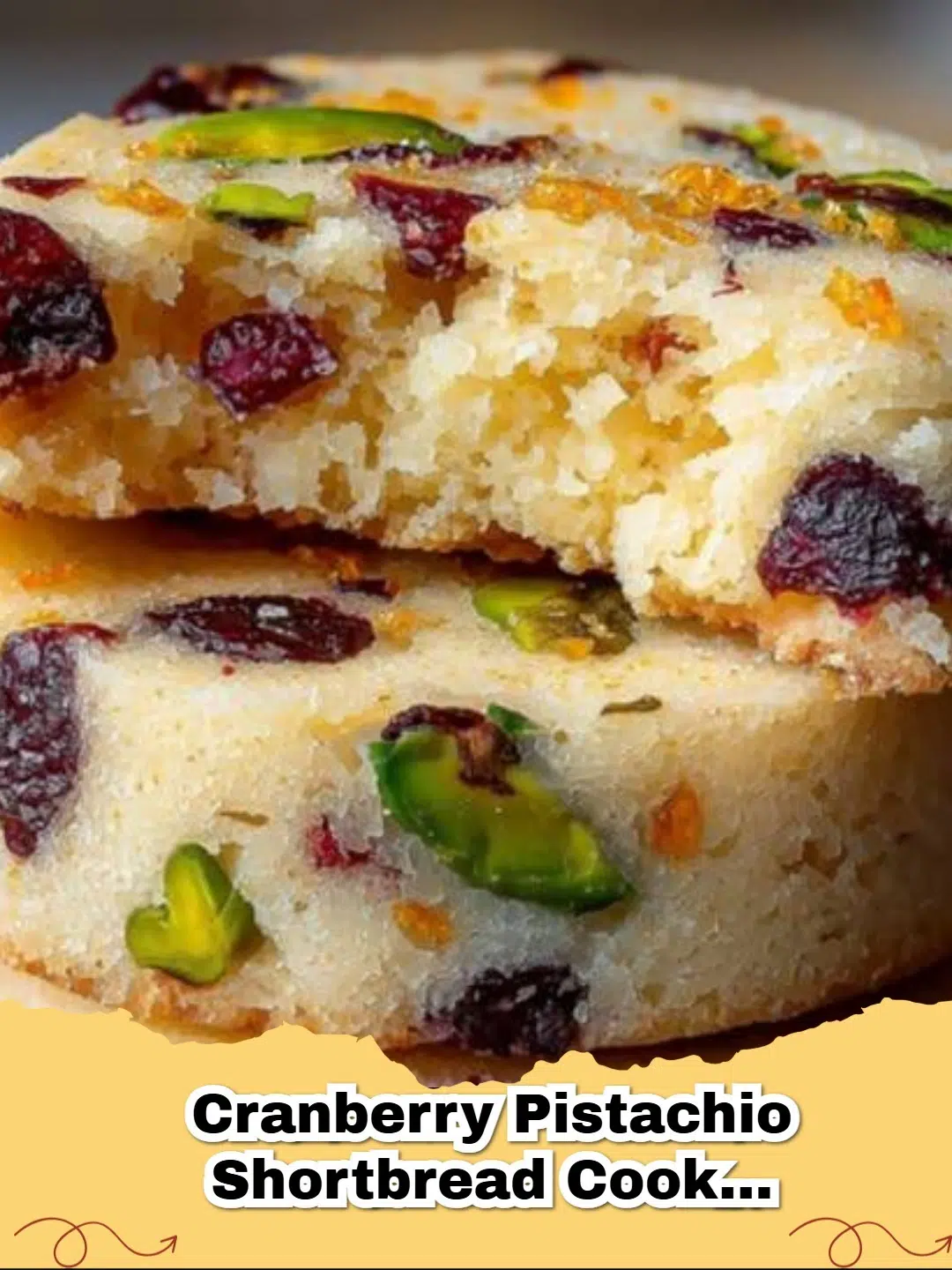 Delicious Cranberry Pistachio Shortbread Cookies on a cooling rack, perfect for holiday baking