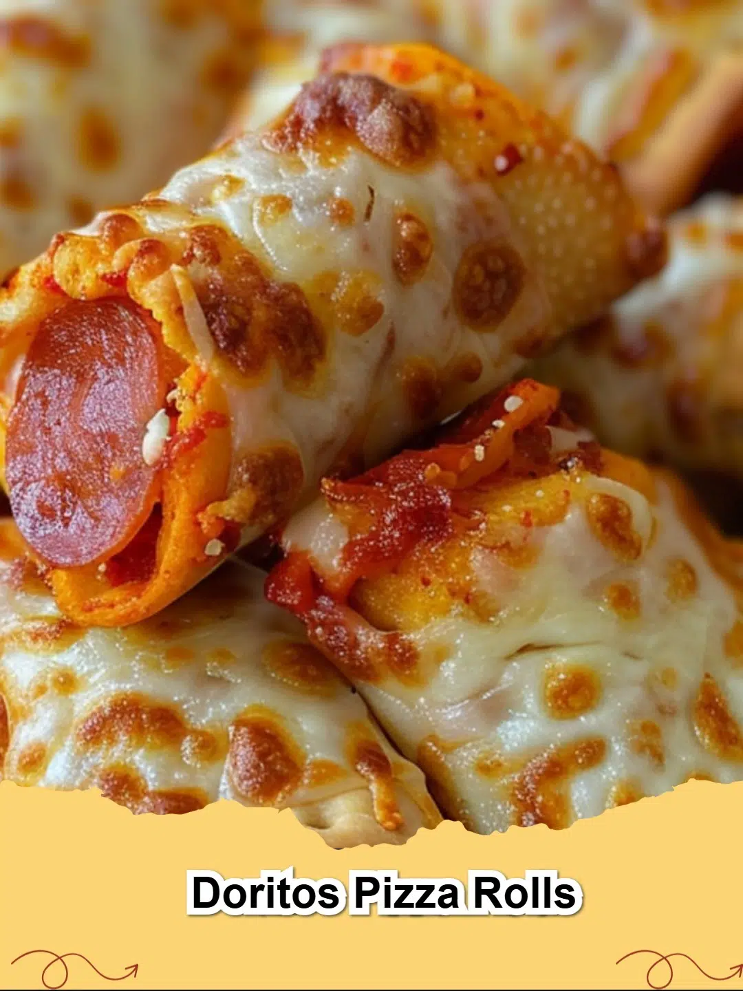 Delicious Doritos Pizza Rolls, golden brown and cheesy, ready to be enjoyed as a snack or appetizer.