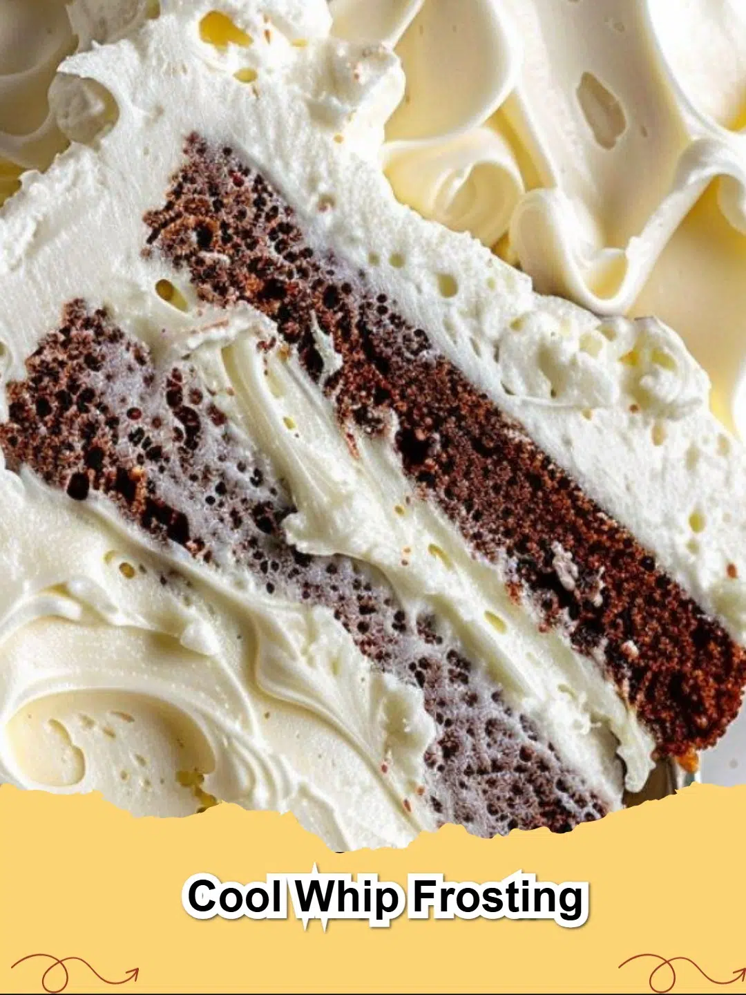 Fluffy Easy 2-Ingredient Cool Whip Frosting swirled on a cupcake.