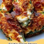 Delicious Cowboy Cream Cheese Jalapeño Poppers, baked golden with crispy bacon