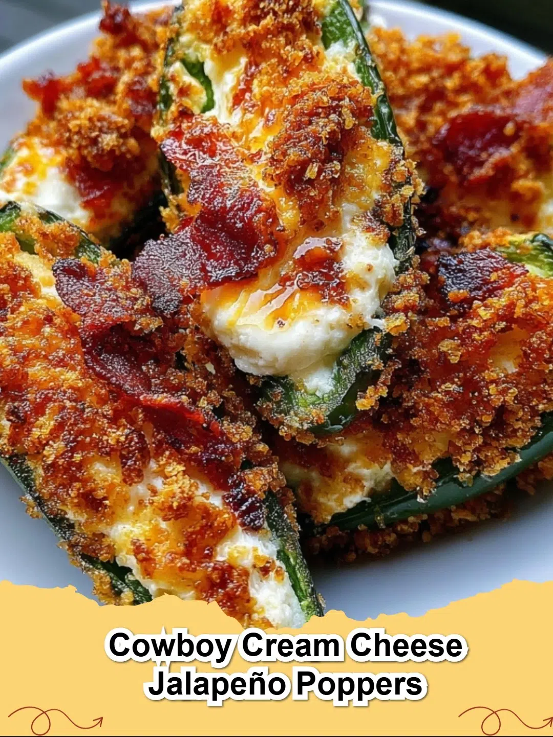 Delicious Cowboy Cream Cheese Jalapeño Poppers, baked golden with crispy bacon