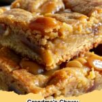 A batch of warm, chewy butterscotch blondies cut into squares, showing melted butterscotch chips and a golden-brown crust.