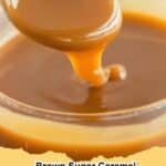 Lush homemade brown sugar caramel sauce drizzled over ice cream