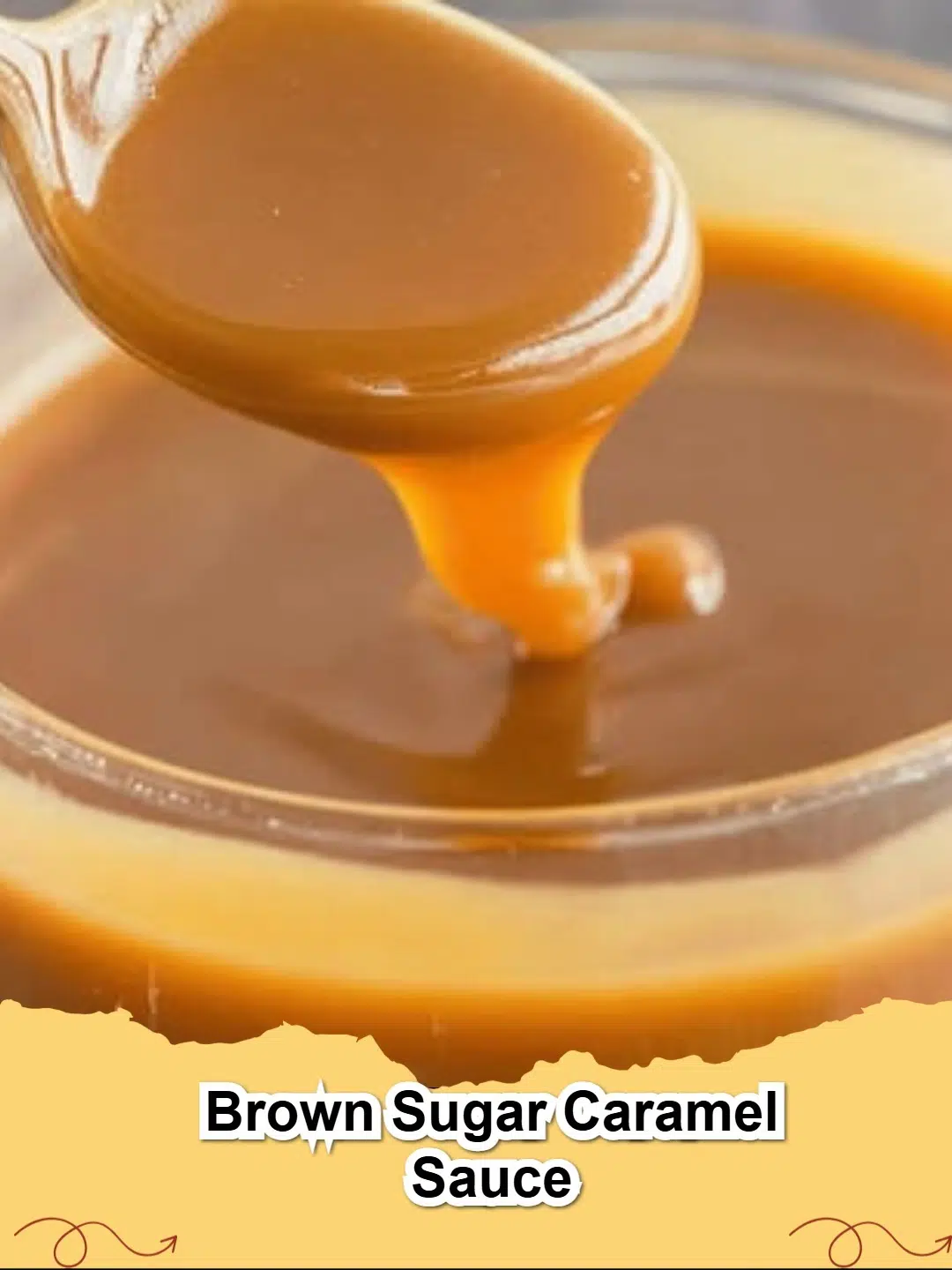 Lush homemade brown sugar caramel sauce drizzled over ice cream