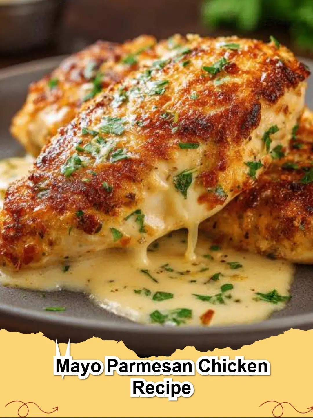 Delicious Mayo Parmesan Chicken Recipe, baked to golden perfection