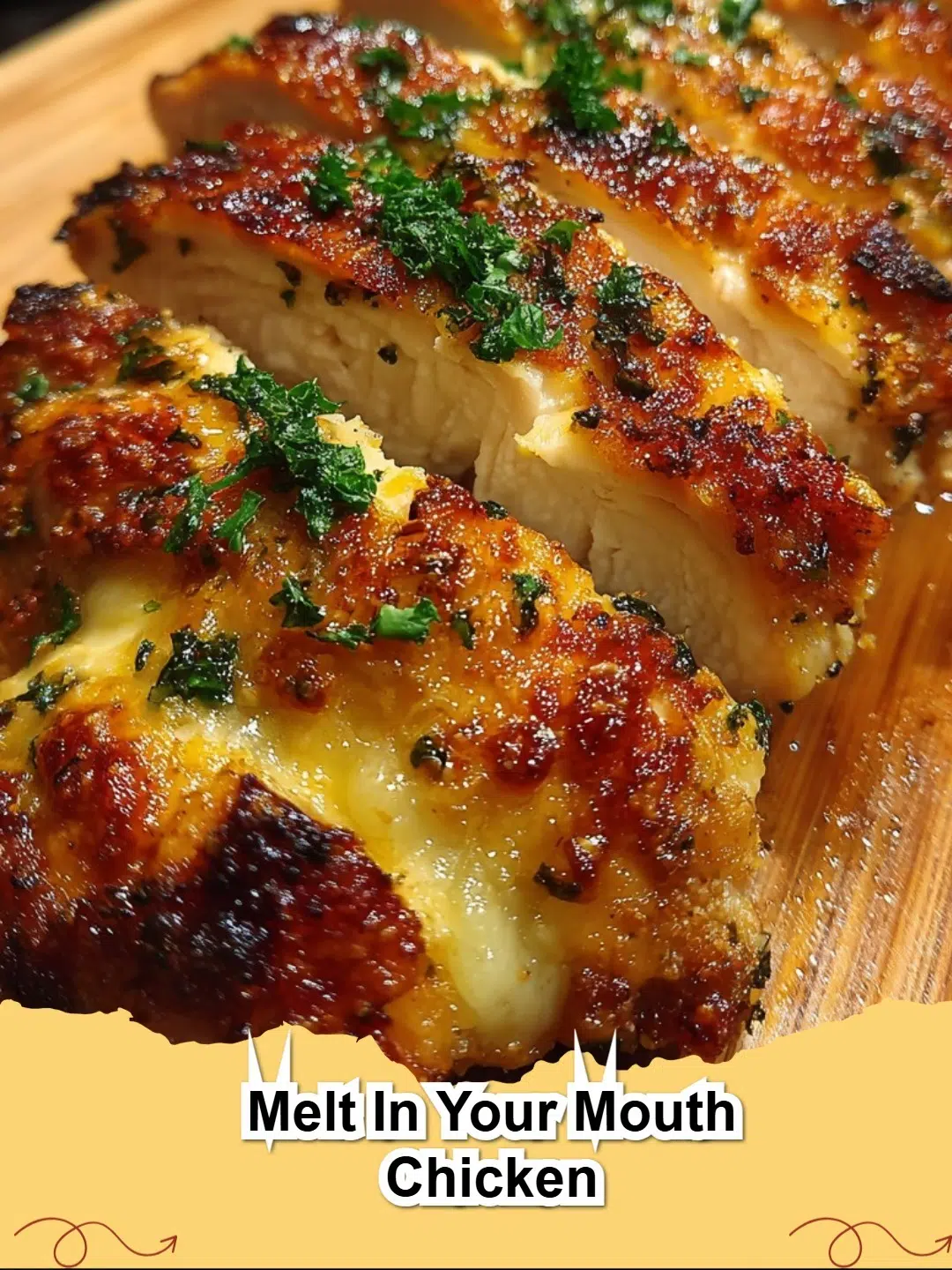 Melt In Your Mouth Chicken baked to golden perfection with a creamy Parmesan crust