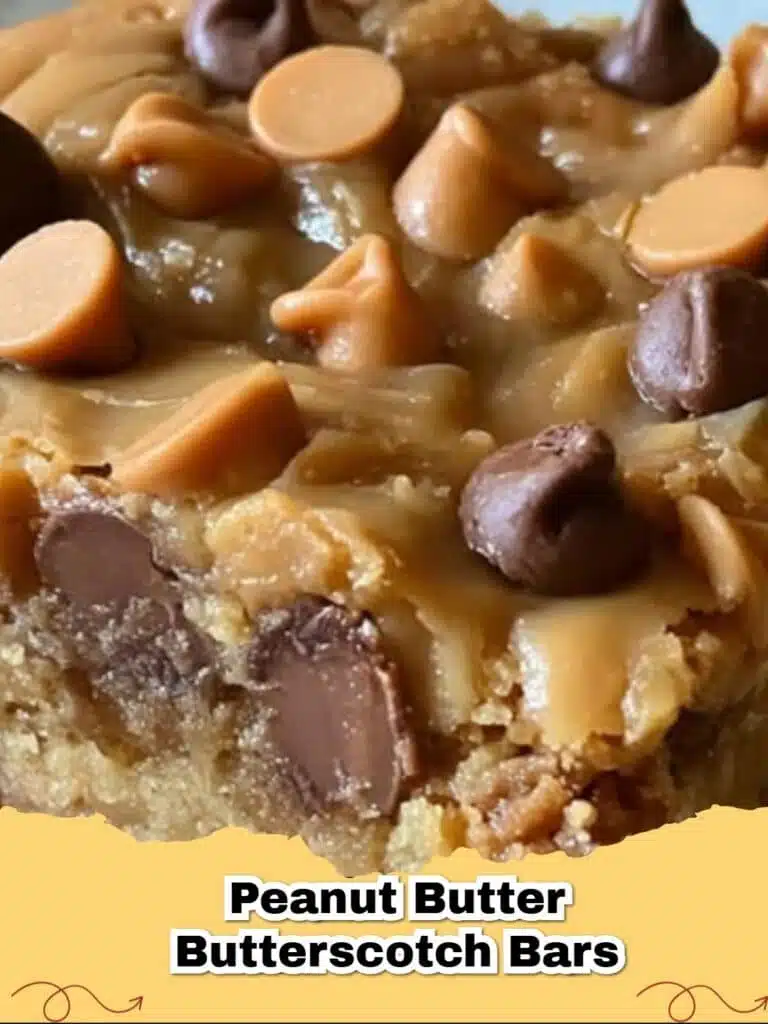 Easy no-bake peanut butter butterscotch bars.