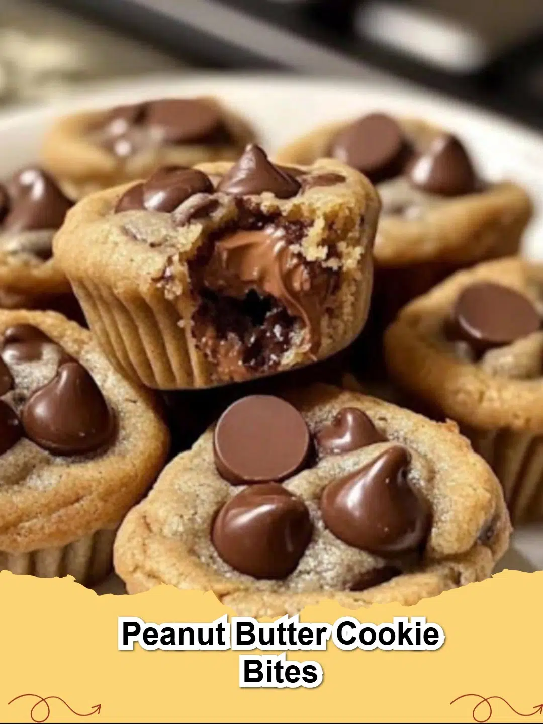 A plate of golden brown Peanut Butter Cookie Bites, perfectly baked and ready to eat