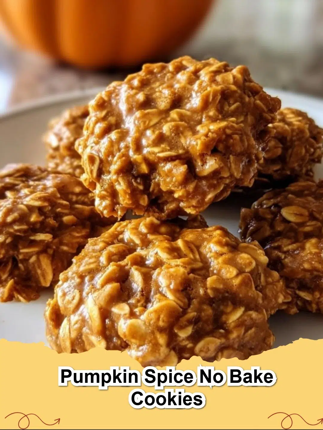 Delicious Pumpkin Spice No Bake Cookies arranged on a serving plate, capturing the essence of fall treats.