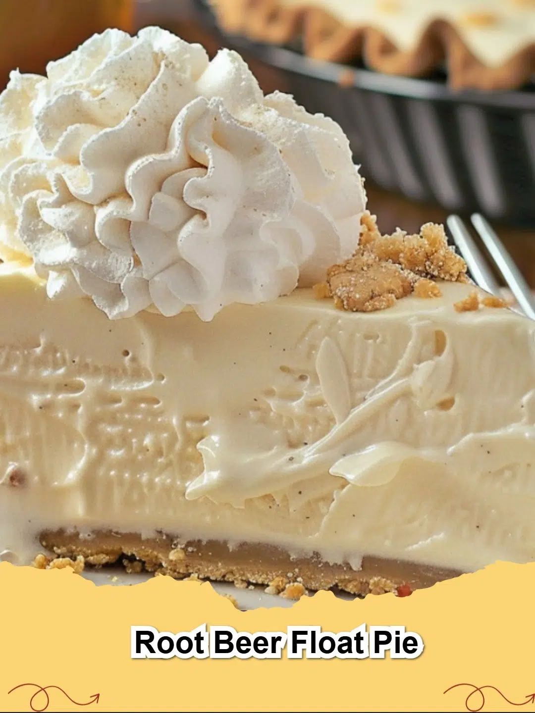 Delicious slice of Root Beer Float Pie with whipped topping and a cherry, ready to enjoy.