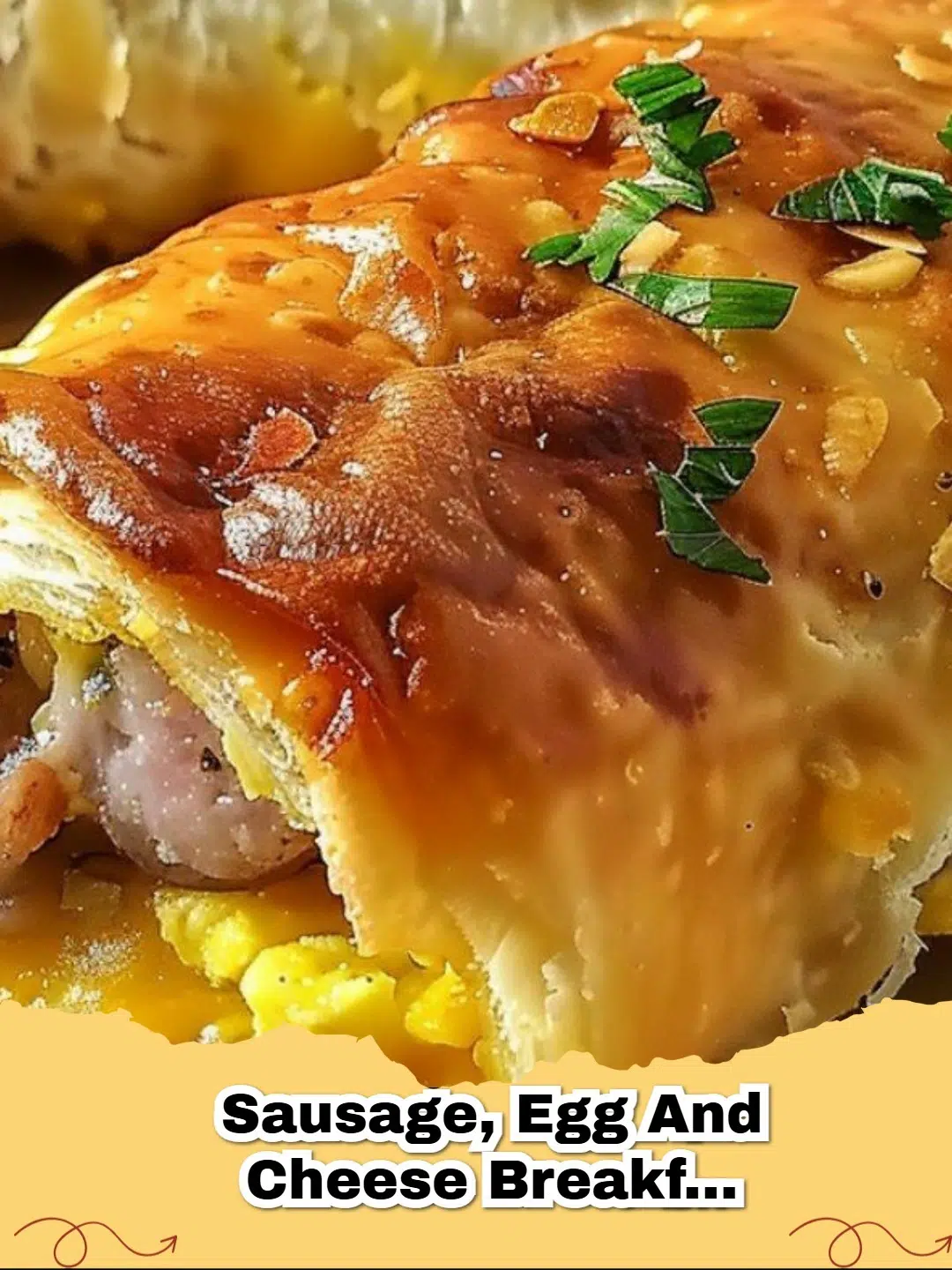 Delicious Sausage, Egg and Cheese Breakfast Roll-Ups arranged on a plate, ready to be served.