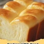 Close-up of golden brown, soft, and fluffy condensed milk bread rolls brushed with condensed milk.